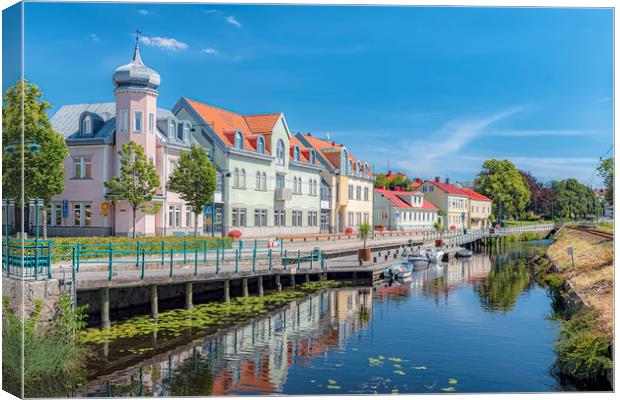 Ronneby Canalside View Canvas Print by Antony McAulay