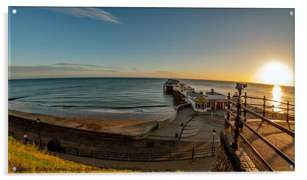 Fish eye view of Cromer pier at sunrise from above Acrylic by Chris Yaxley