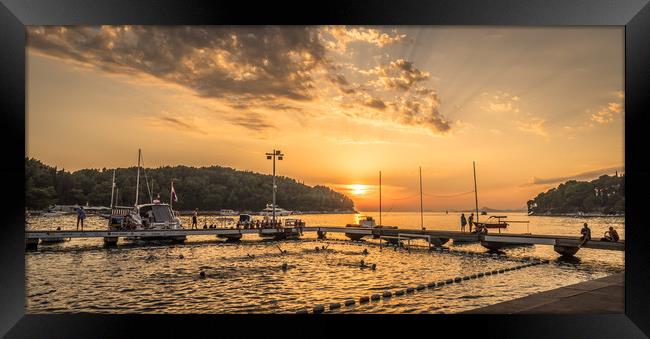 Water polo sunset in Cavtat Framed Print by Naylor's Photography