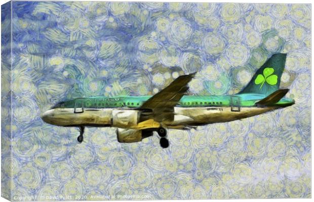 Van Gogh Aer Lingus Airbus A319 Canvas Print by David Pyatt
