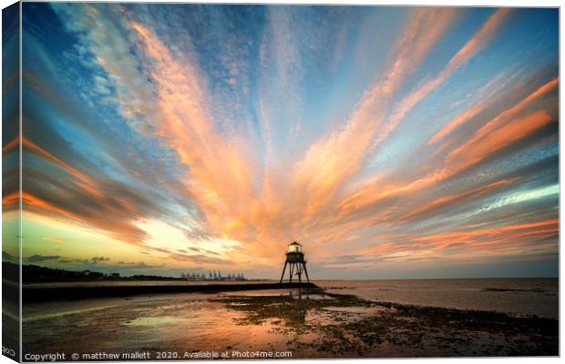 Sunset Over Dovercourt Low Lighthouse Canvas Print by matthew  mallett