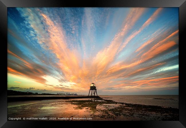 Sunset Over Dovercourt Low Lighthouse Framed Print by matthew  mallett