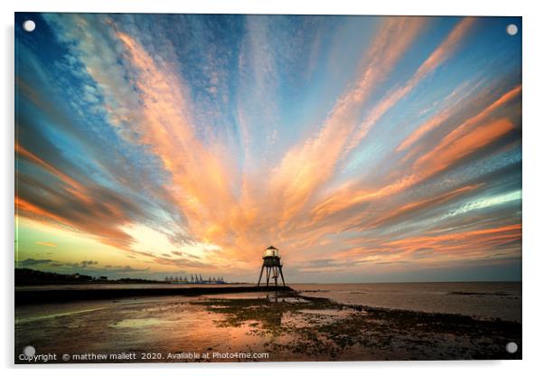 Sunset Over Dovercourt Low Lighthouse Acrylic by matthew  mallett