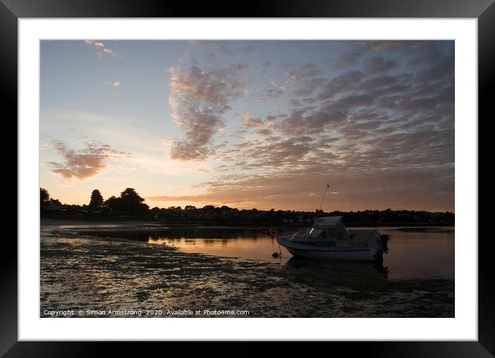 Twilight at Locquirec in Brittany, France Framed Mounted Print by Simon Armstrong