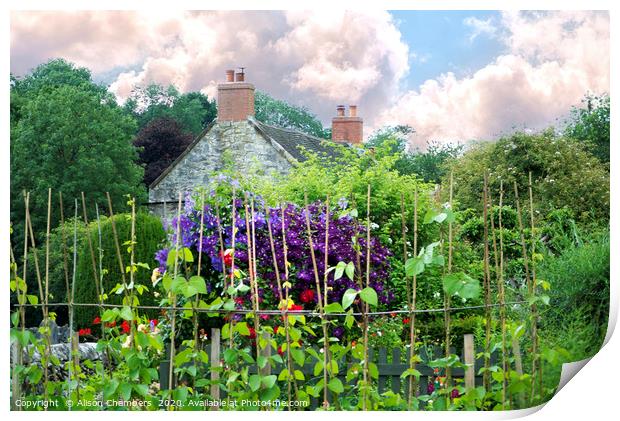 Country Cottage Garden Print by Alison Chambers