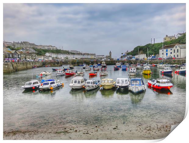 Vibrant and bustling Porthleven Harbour Print by Beryl Curran