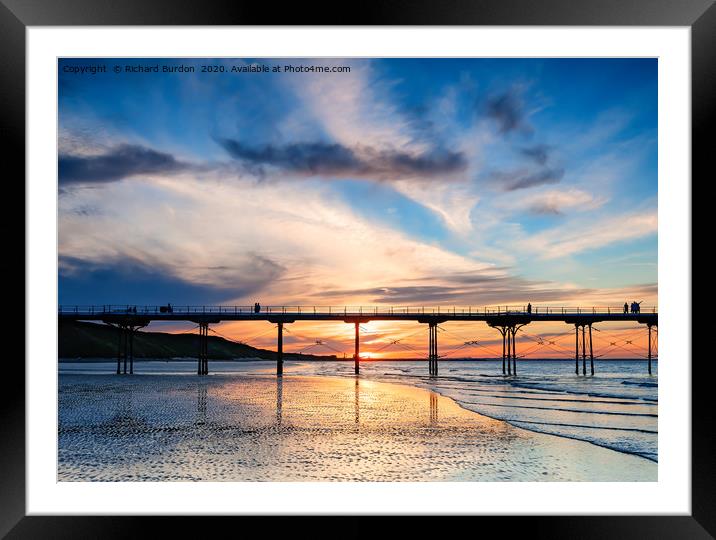 Saltburn Pier Sunset Framed Mounted Print by Richard Burdon