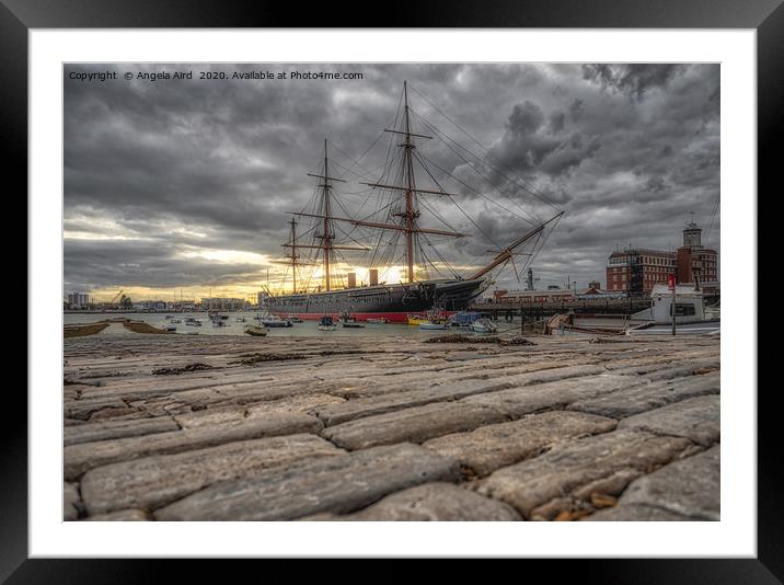 HMS Warrior. Framed Mounted Print by Angela Aird