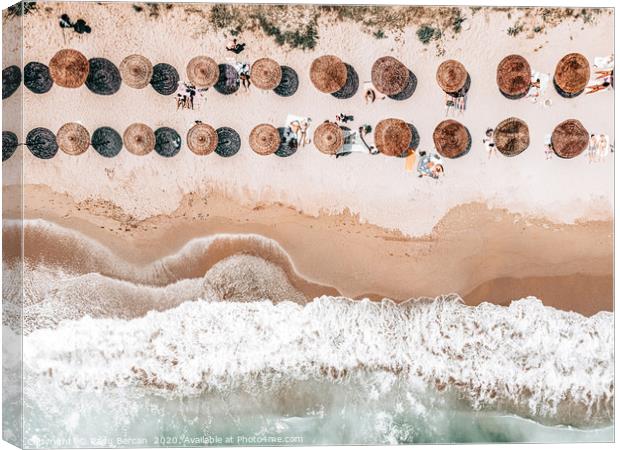 People On Beach, Aerial Drone Photography, Seaside Canvas Print by Radu Bercan