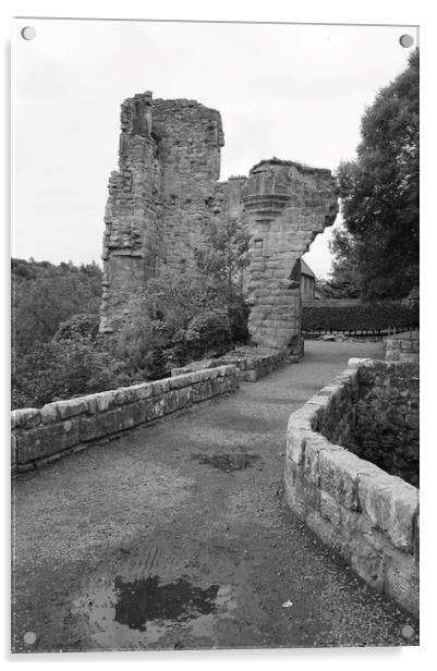 The entrance to Rosslyn castle, black&white Acrylic by Theo Spanellis