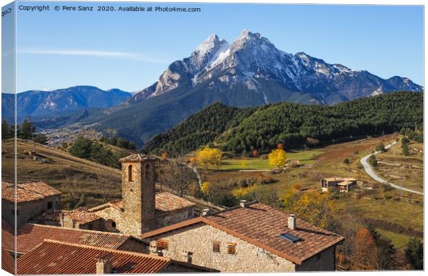 Gisclareny Village and Iconic Pedraforca Mountain  Canvas Print by Pere Sanz