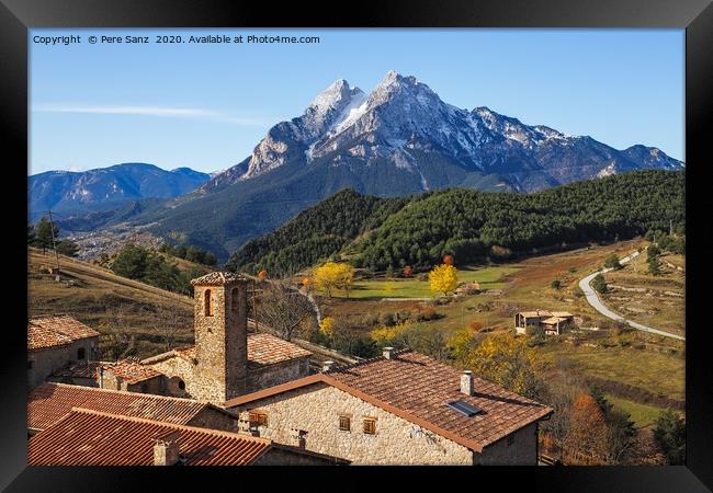 Gisclareny Village and Iconic Pedraforca Mountain  Framed Print by Pere Sanz