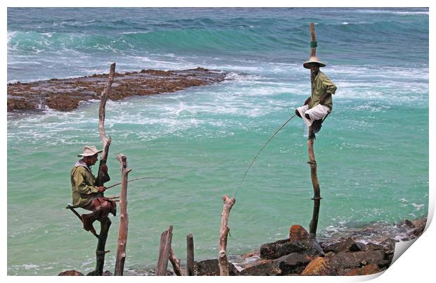 Majestic Stick Fisherman in Sri Lanka Print by Simon Marlow