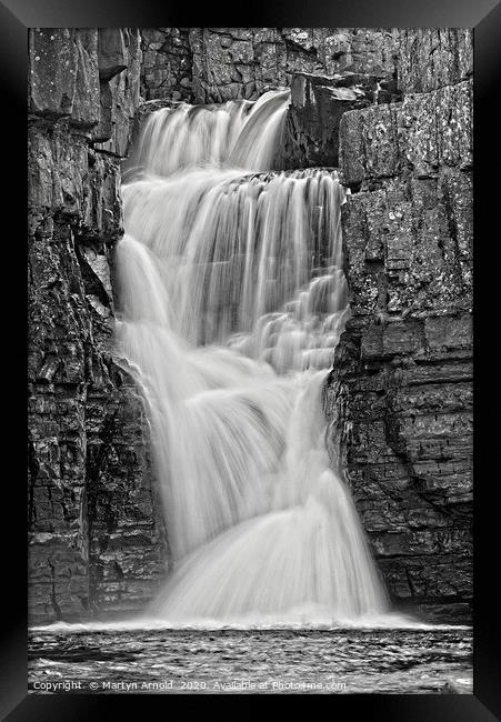 High Force Waterfall monocrome Framed Print by Martyn Arnold