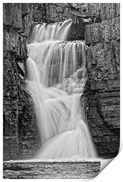 High Force Waterfall monocrome Print by Martyn Arnold
