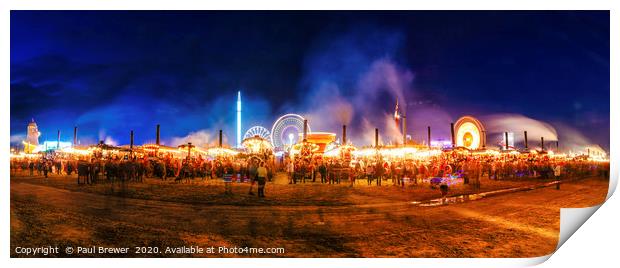 The Great Dorset Steam Fair at Night 2019 Print by Paul Brewer