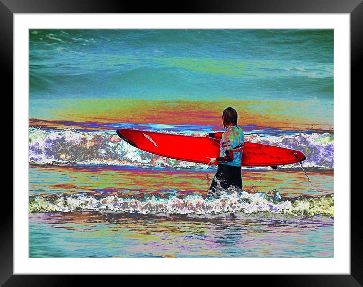 Surfer Framed Mounted Print by Jules Camfield