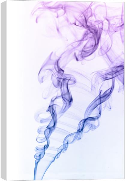 Artistic image of smoke with colour on a white bac Canvas Print by Dave Collins