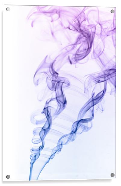 Artistic image of smoke with colour on a white bac Acrylic by Dave Collins
