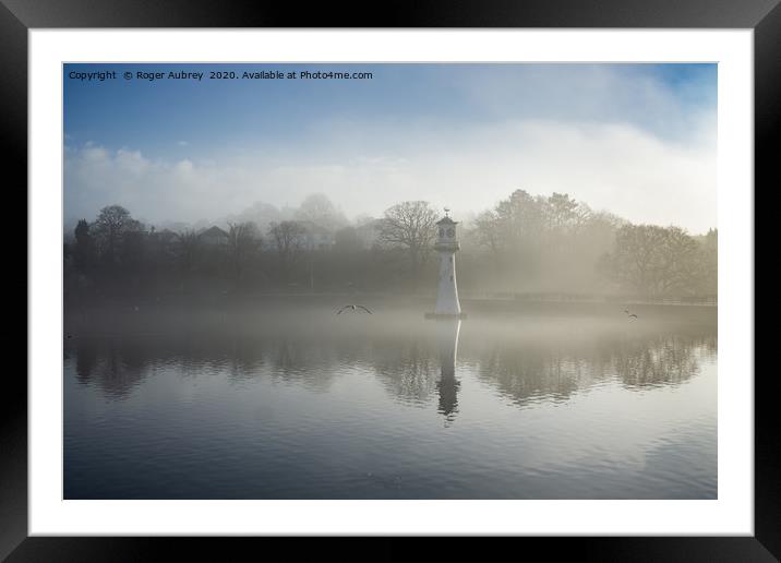 Mist on Roath Park Lake  Framed Mounted Print by Roger Aubrey