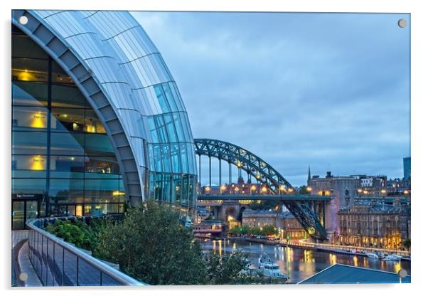 Tyne Bridge and Sage Centre, Newcastle-Gateshead,  Acrylic by Rob Cole