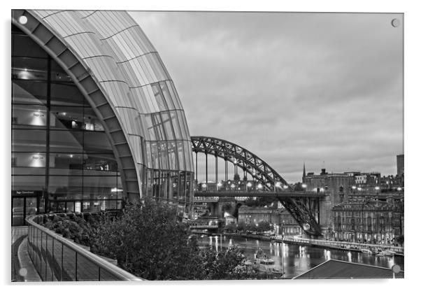 Tyne Bridge and Sage Centre, Newcastle-Gateshead,  Acrylic by Rob Cole