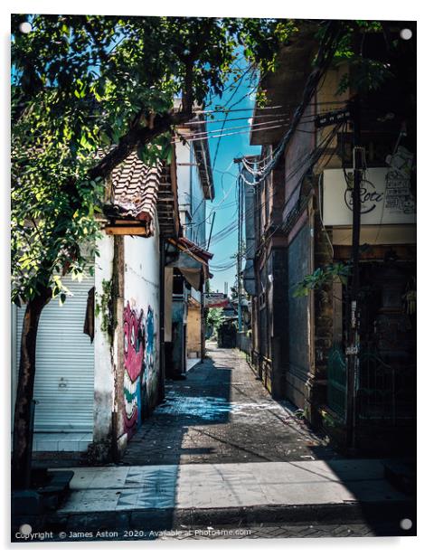 An Urban Side Street in Bali Acrylic by James Aston