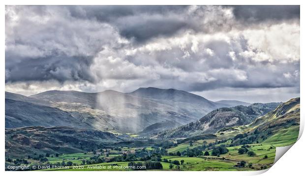 Dramatic Storm Light Over Lake District Print by David Thomas