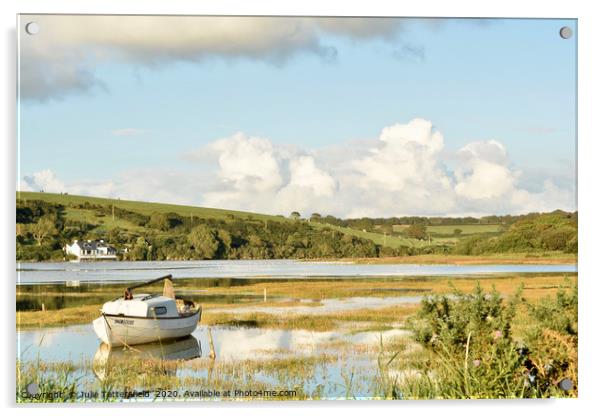 High tide Estuary The Parrog Pembrokeshire Acrylic by Julie Tattersfield