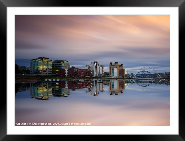 Gateshead quayside and bridges reflections  Framed Mounted Print by Sree Mussunoor