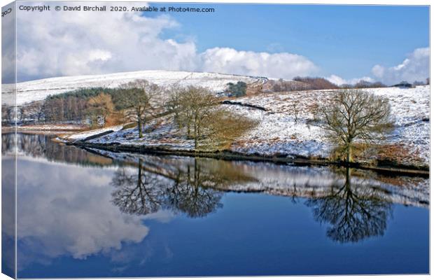 Winter reflections at Errwood Reservoir, Derbys. Canvas Print by David Birchall