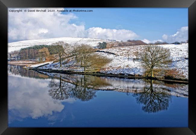 Winter reflections at Errwood Reservoir, Derbys. Framed Print by David Birchall