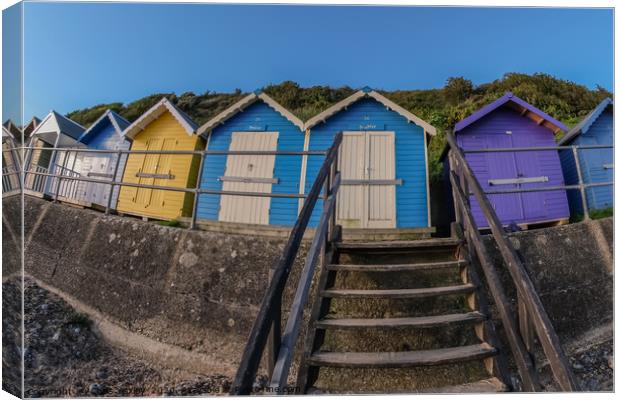 North Norfolk beach huts in the seaside town of Cr Canvas Print by Chris Yaxley