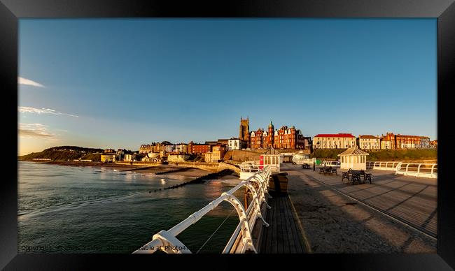 Fisheye view of the town of Cromer at sunrise Framed Print by Chris Yaxley