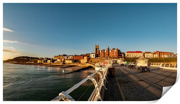 Fisheye view of the town of Cromer at sunrise Print by Chris Yaxley