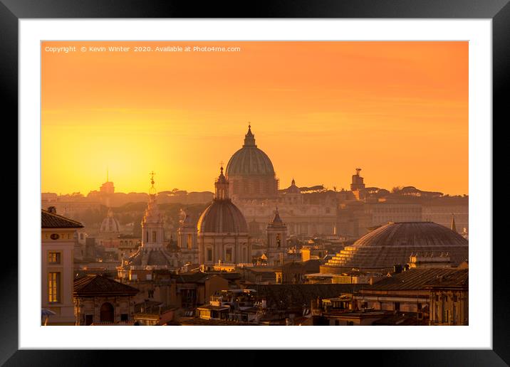 Rooftops of Rome framed mounted print Framed Mounted Print by Kevin Winter