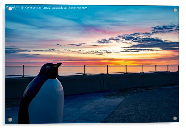 Penguin Promenade Acrylic by Kevin Winter