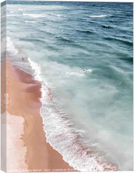 Ocean Print, Beach Sea Print, Aerial Beach Print Canvas Print by Radu Bercan