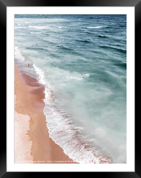 Ocean Print, Beach Sea Print, Aerial Beach Print Framed Mounted Print by Radu Bercan