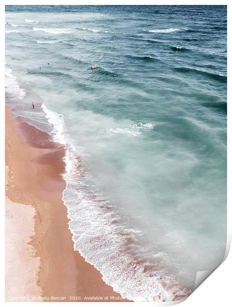 Ocean Print, Beach Sea Print, Aerial Beach Print Print by Radu Bercan