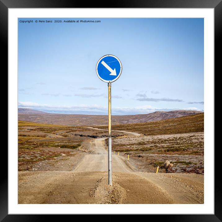 Road Sign in the Highlands for 4x4 cars in Iceland Framed Mounted Print by Pere Sanz