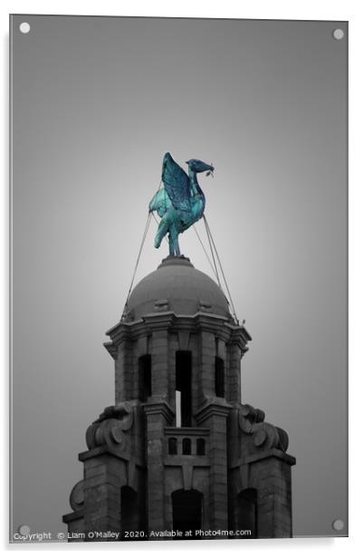 Liverpool Skyline Piercing Blue Liverbird Acrylic by Liam Neon