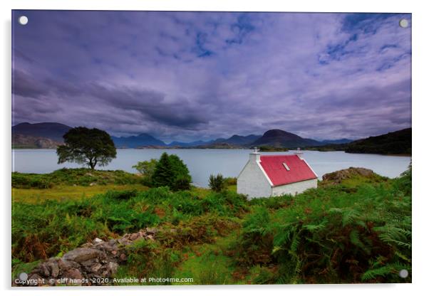 Red Croft house at Appleton, loch Torridon, west h Acrylic by Scotland's Scenery