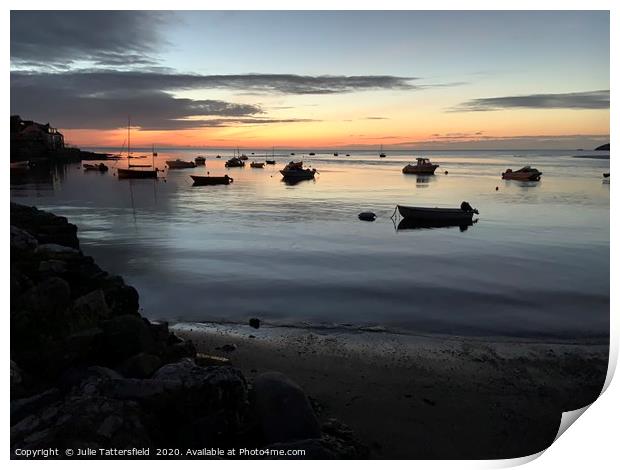 Sunset at The Parrog, Newport, Pembrokeshire Print by Julie Tattersfield