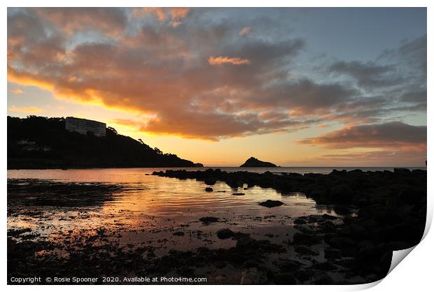 Sunrise at Meadfoot Beach in Torquay Print by Rosie Spooner