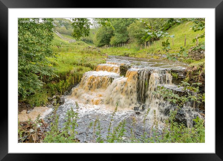 A Swollen Beck Waterfall in Upper Teesdale Framed Mounted Print by Richard Laidler