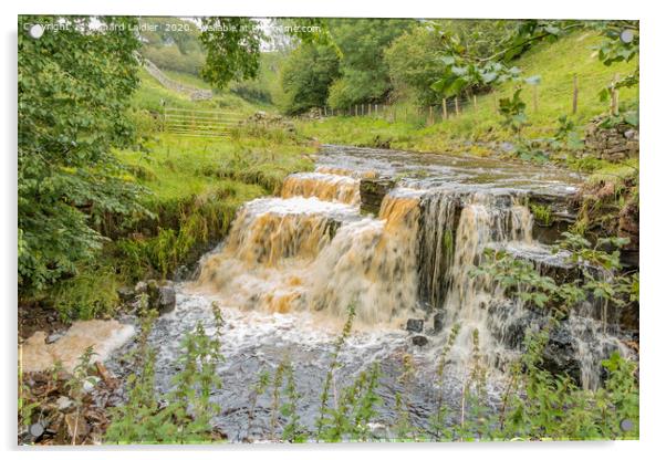 A Swollen Beck Waterfall in Upper Teesdale Acrylic by Richard Laidler