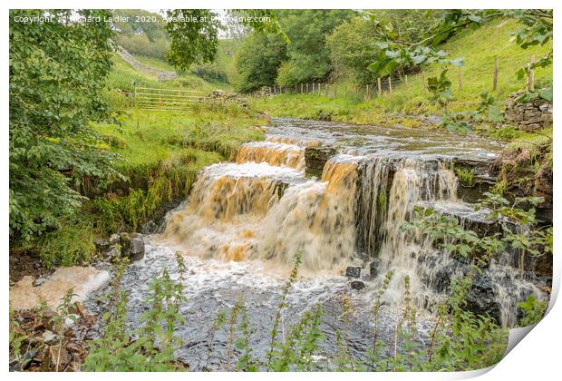 A Swollen Beck Waterfall in Upper Teesdale Print by Richard Laidler