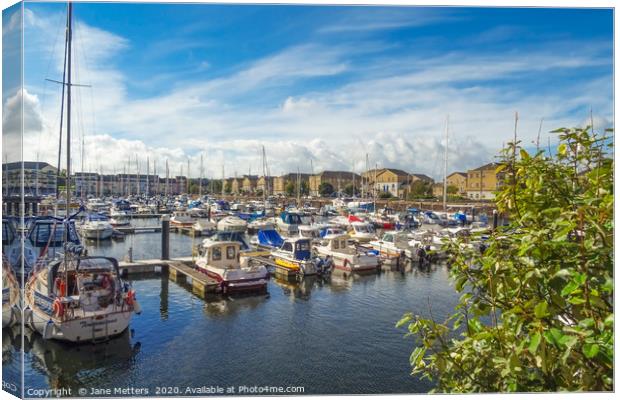 The Marina in Penarth Canvas Print by Jane Metters
