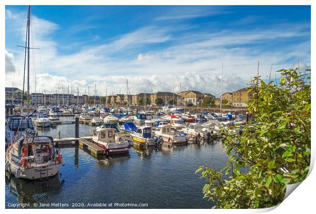 The Marina in Penarth Print by Jane Metters